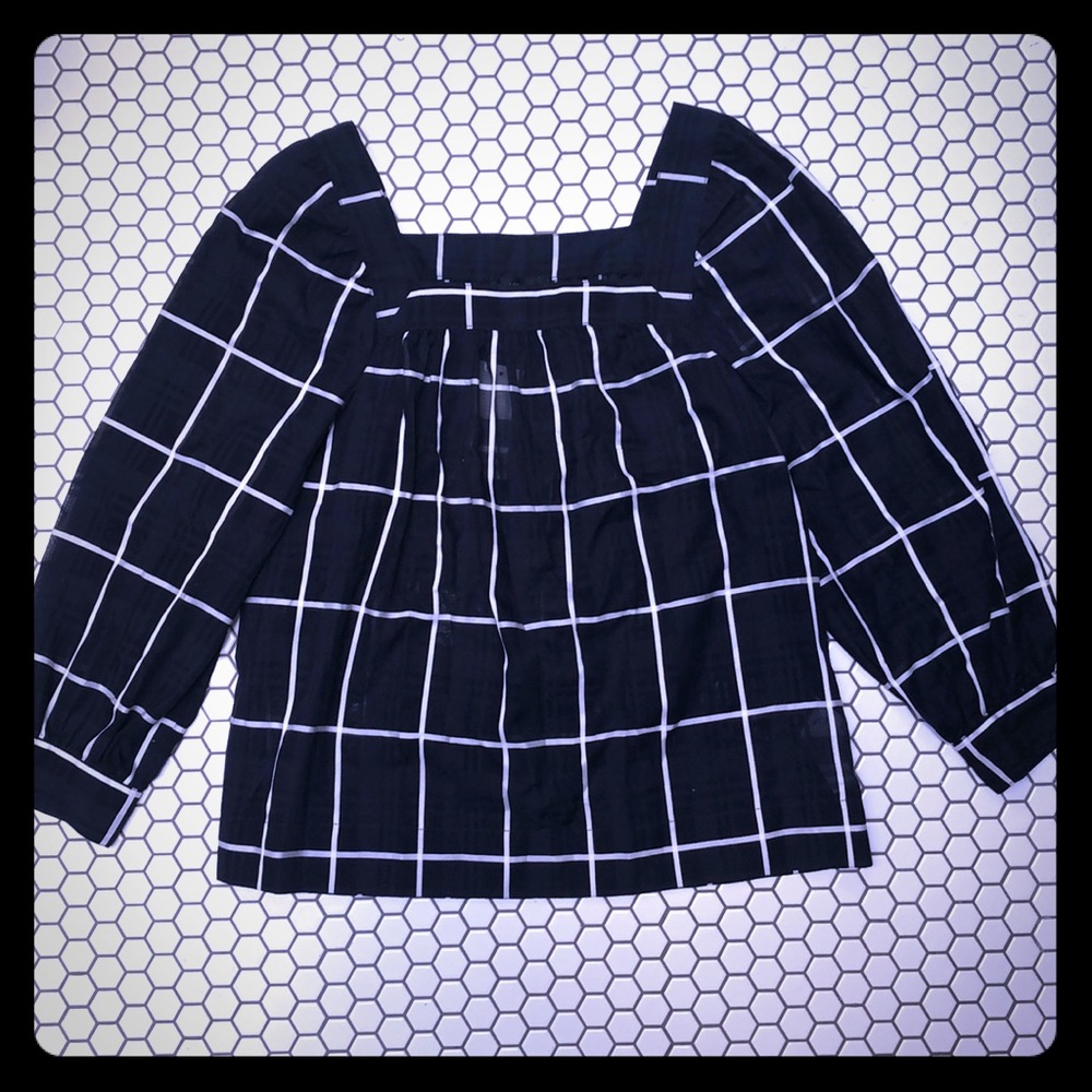 NWT JCrew Navy and White sheer blouse